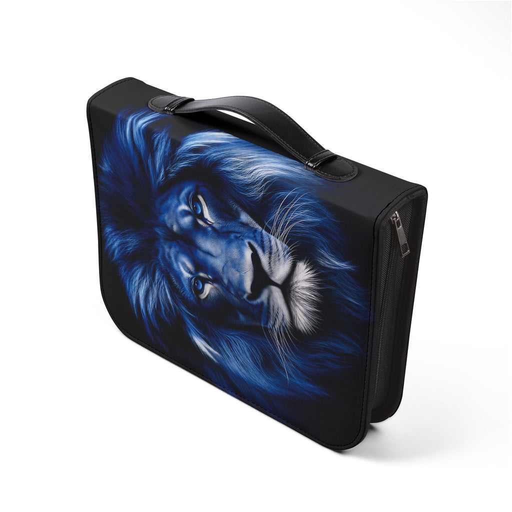 Bible Cover — "Bíblia do Sonhador" Zippered Cover with Blue Neon Arch & Regal Lion Artwork