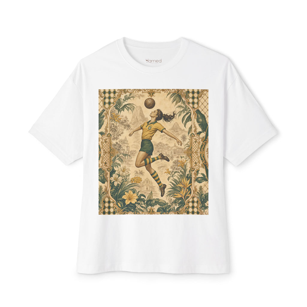 Vintage Soccer Player Graphic Tee — Retro Floral Athletic Art Shirt