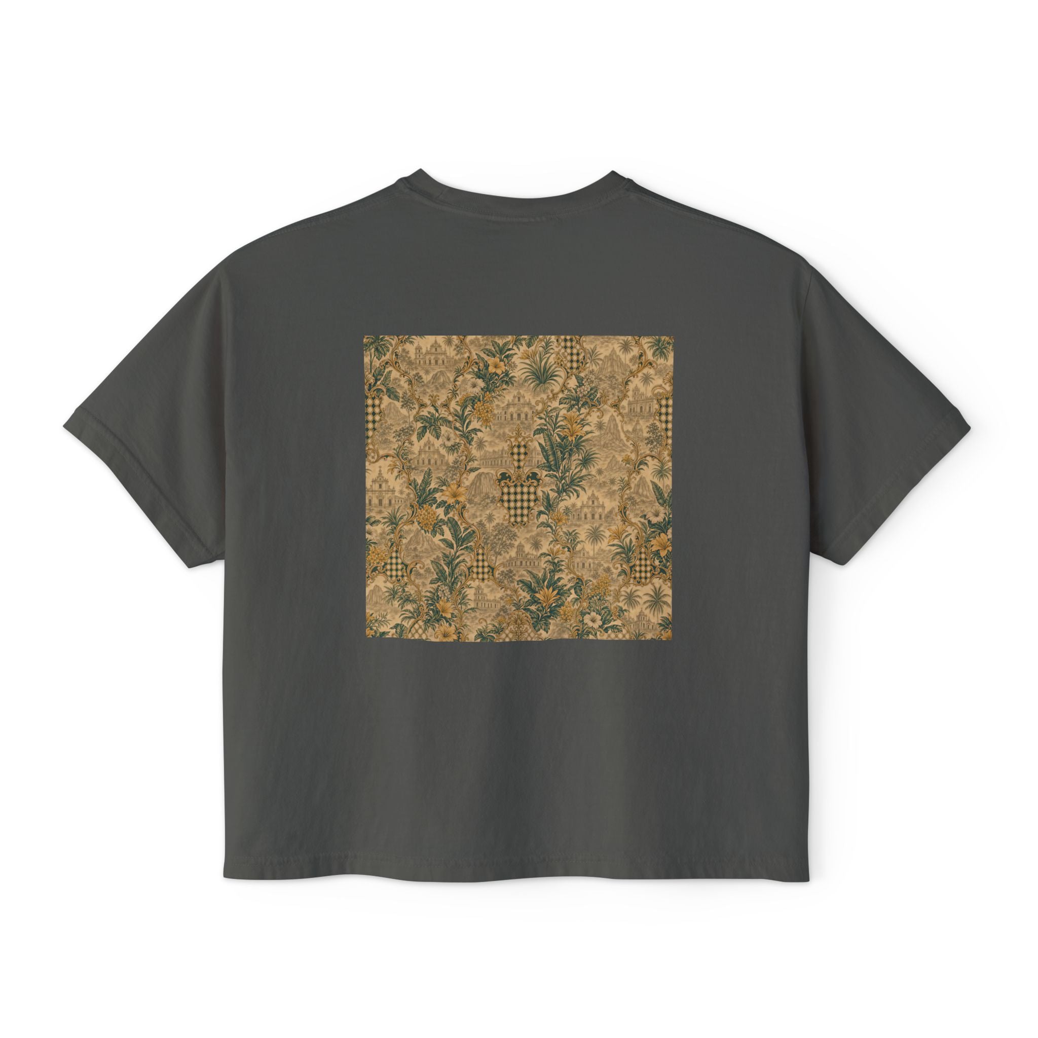 Vintage Soccer Player Boxy Tee – Retro Athletic Floral Graphic
