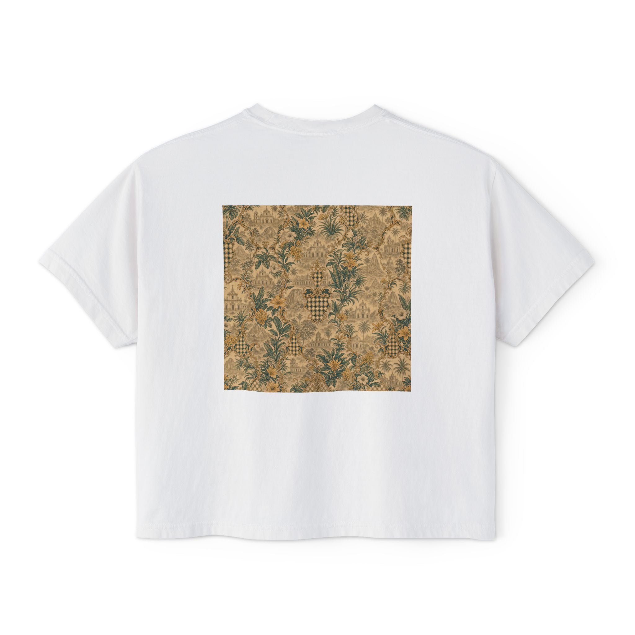 Vintage Soccer Player Boxy Tee – Retro Athletic Floral Graphic