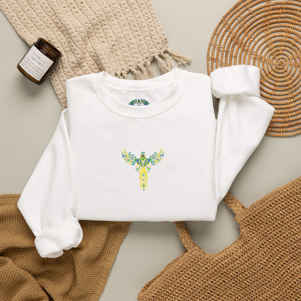 Floral Bull Skull Crewneck Sweatshirt — Boho Western Deer Skull Design