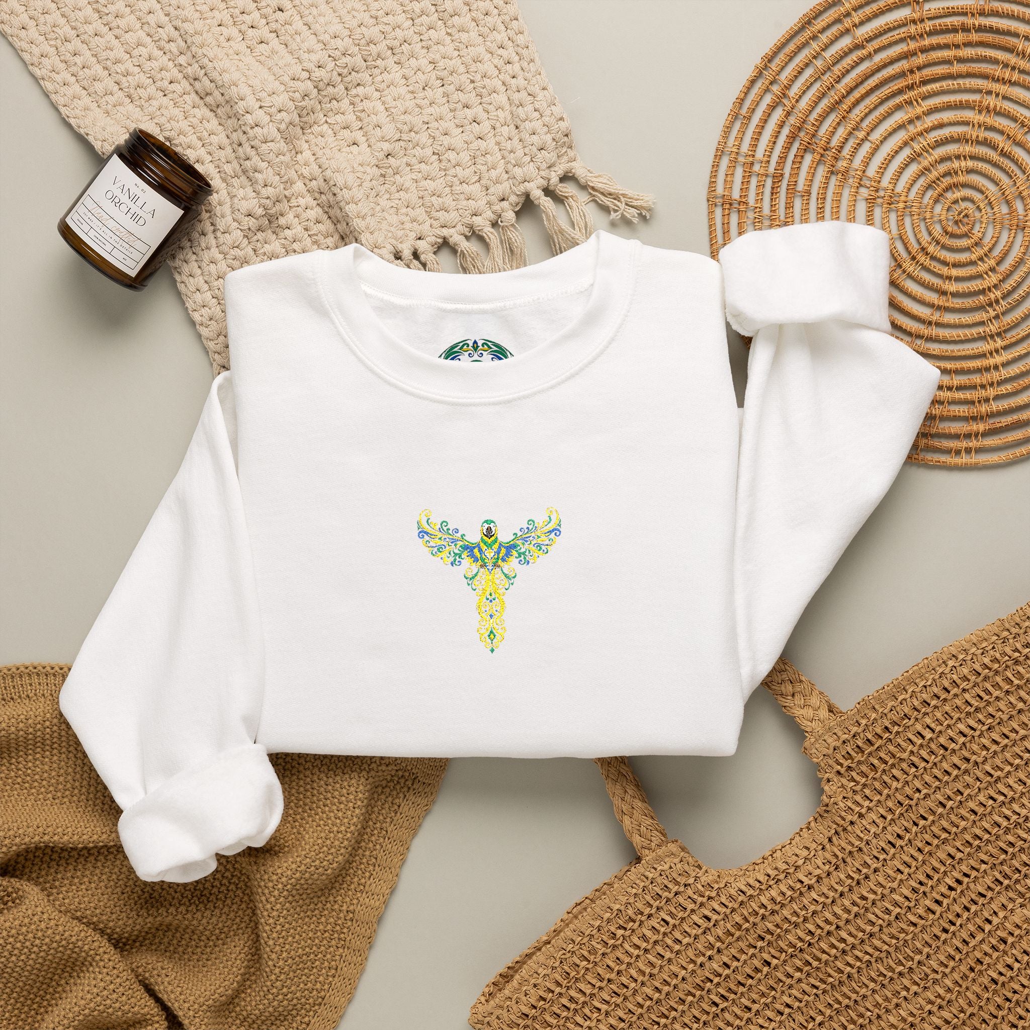 Floral Bull Skull Crewneck Sweatshirt — Boho Western Deer Skull Design