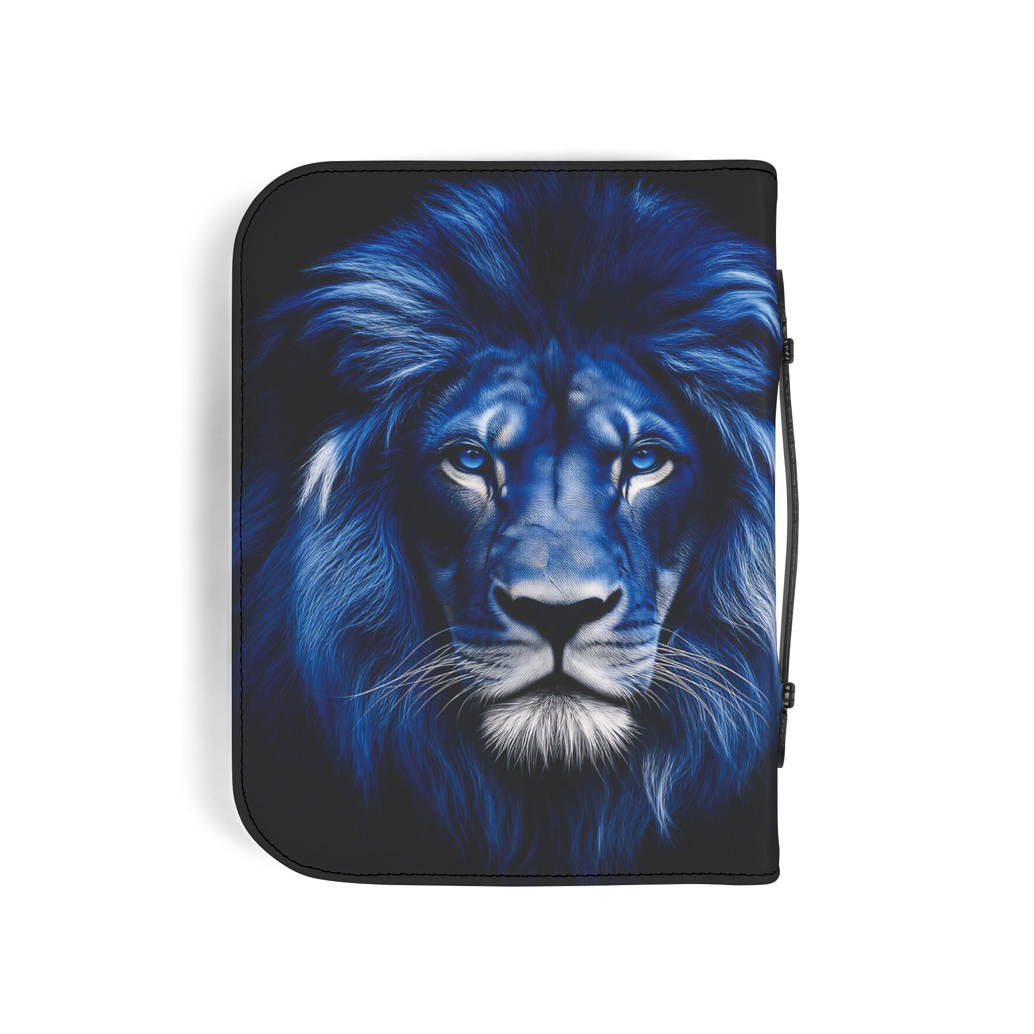 Bible Cover — "Bíblia do Sonhador" Zippered Cover with Blue Neon Arch & Regal Lion Artwork