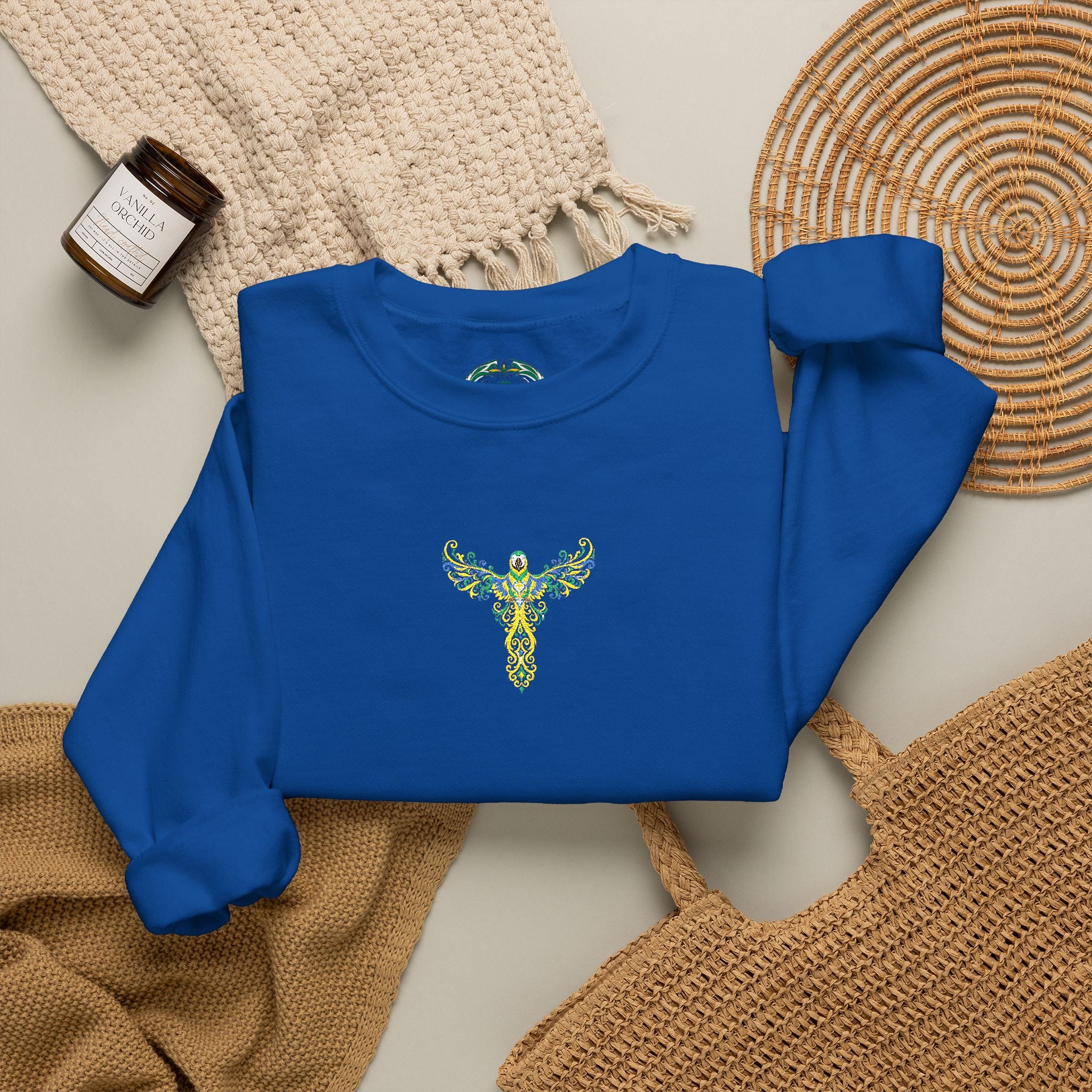Floral Bull Skull Crewneck Sweatshirt — Boho Western Deer Skull Design