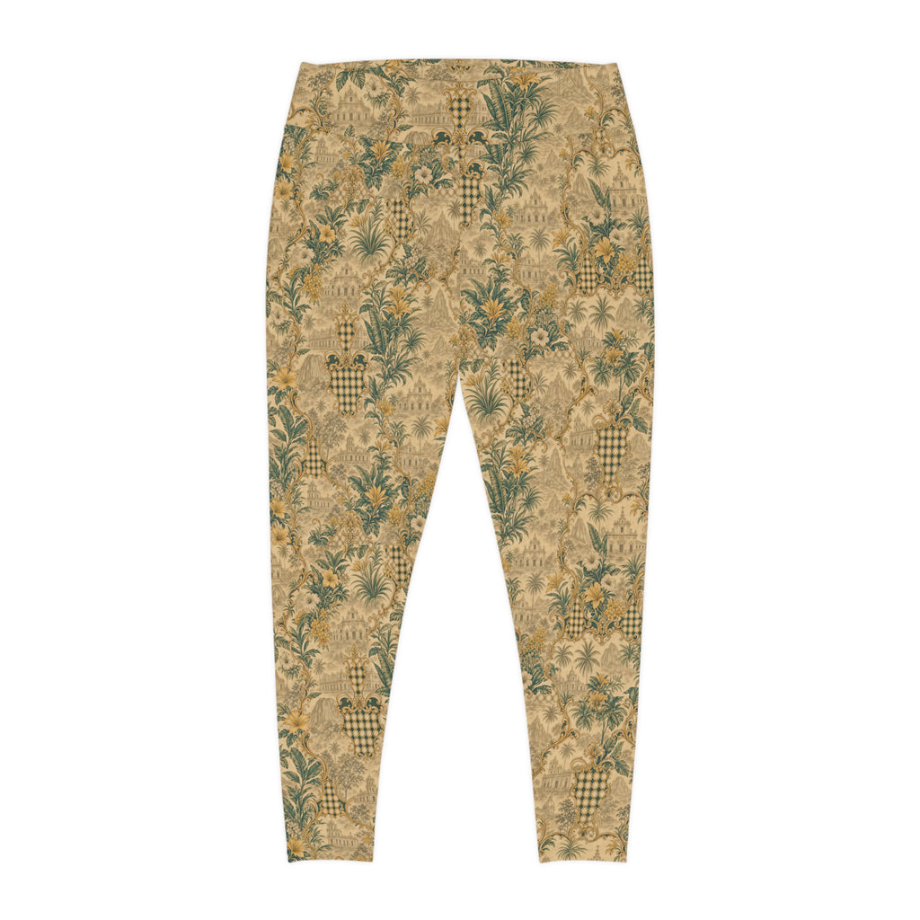 Floral Vintage Print Leggings – Beige Botanical All-Over Print