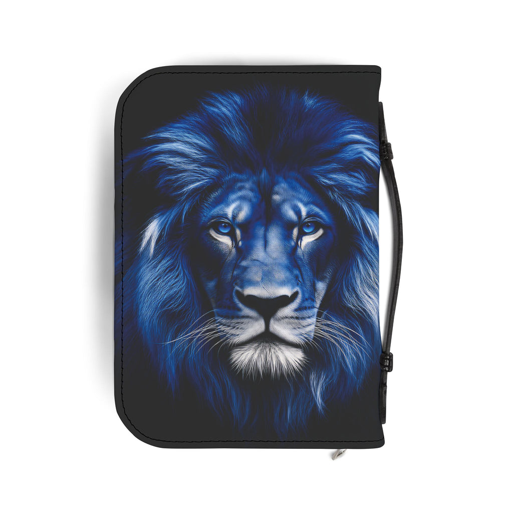 Bible Cover — "Bíblia do Sonhador" Zippered Cover with Blue Neon Arch & Regal Lion Artwork