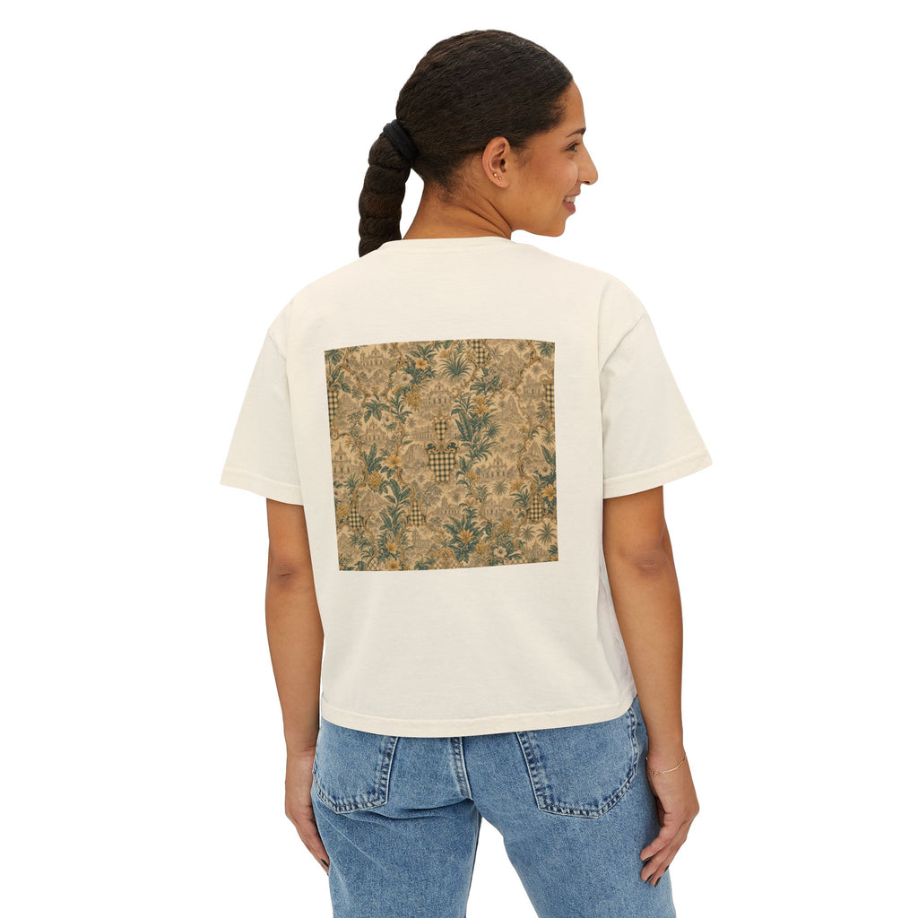 Vintage Soccer Player Boxy Tee – Retro Athletic Floral Graphic