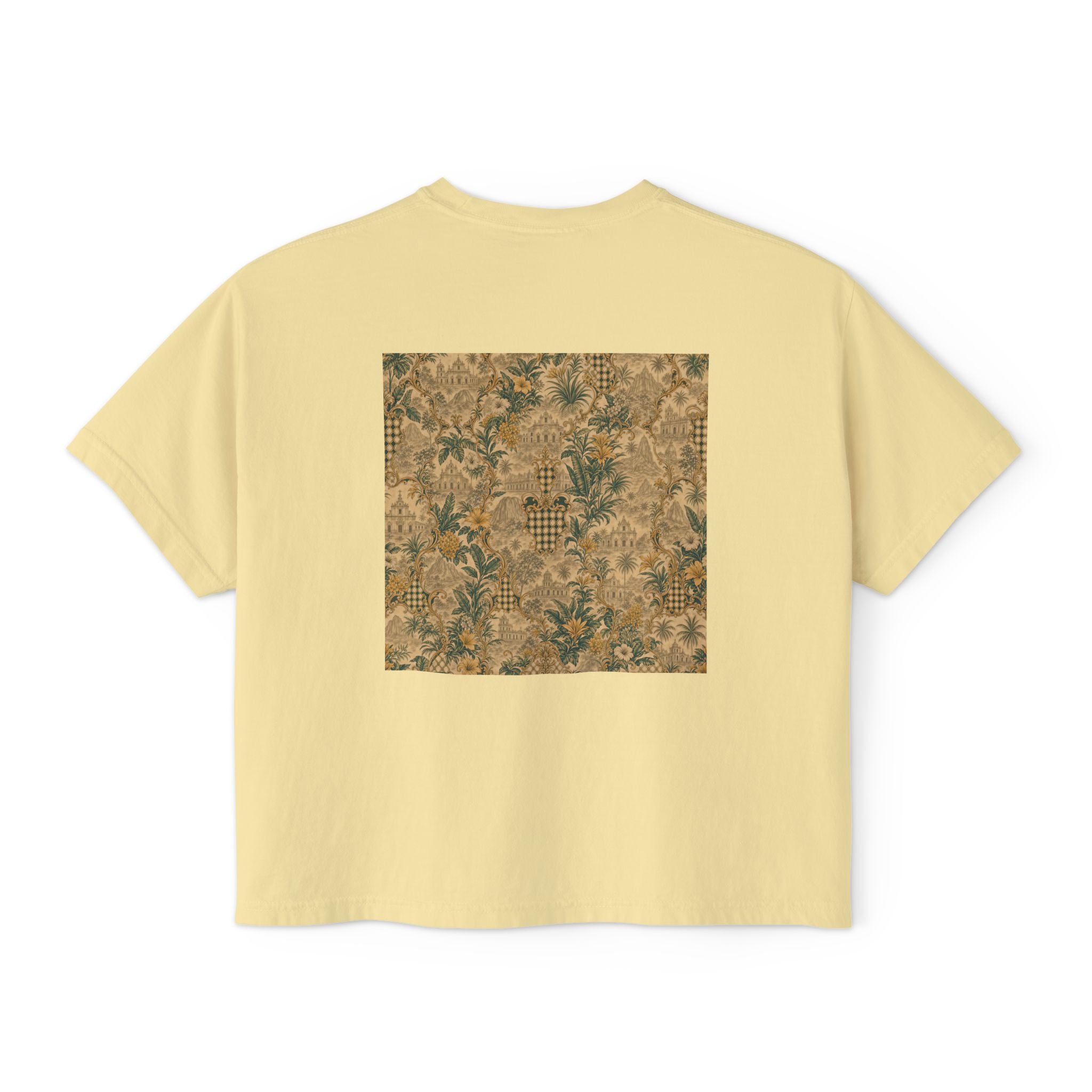 Vintage Soccer Player Boxy Tee – Retro Athletic Floral Graphic