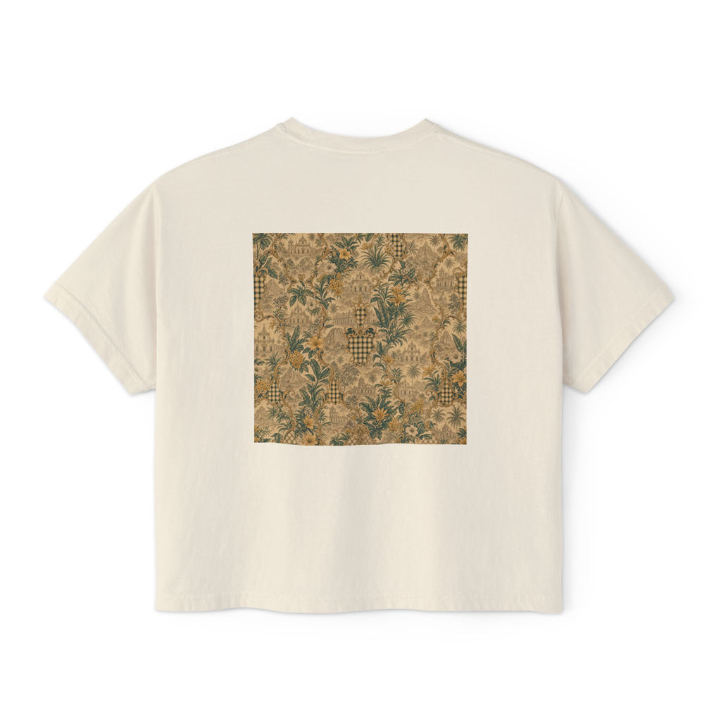 Vintage Soccer Player Boxy Tee – Retro Athletic Floral Graphic