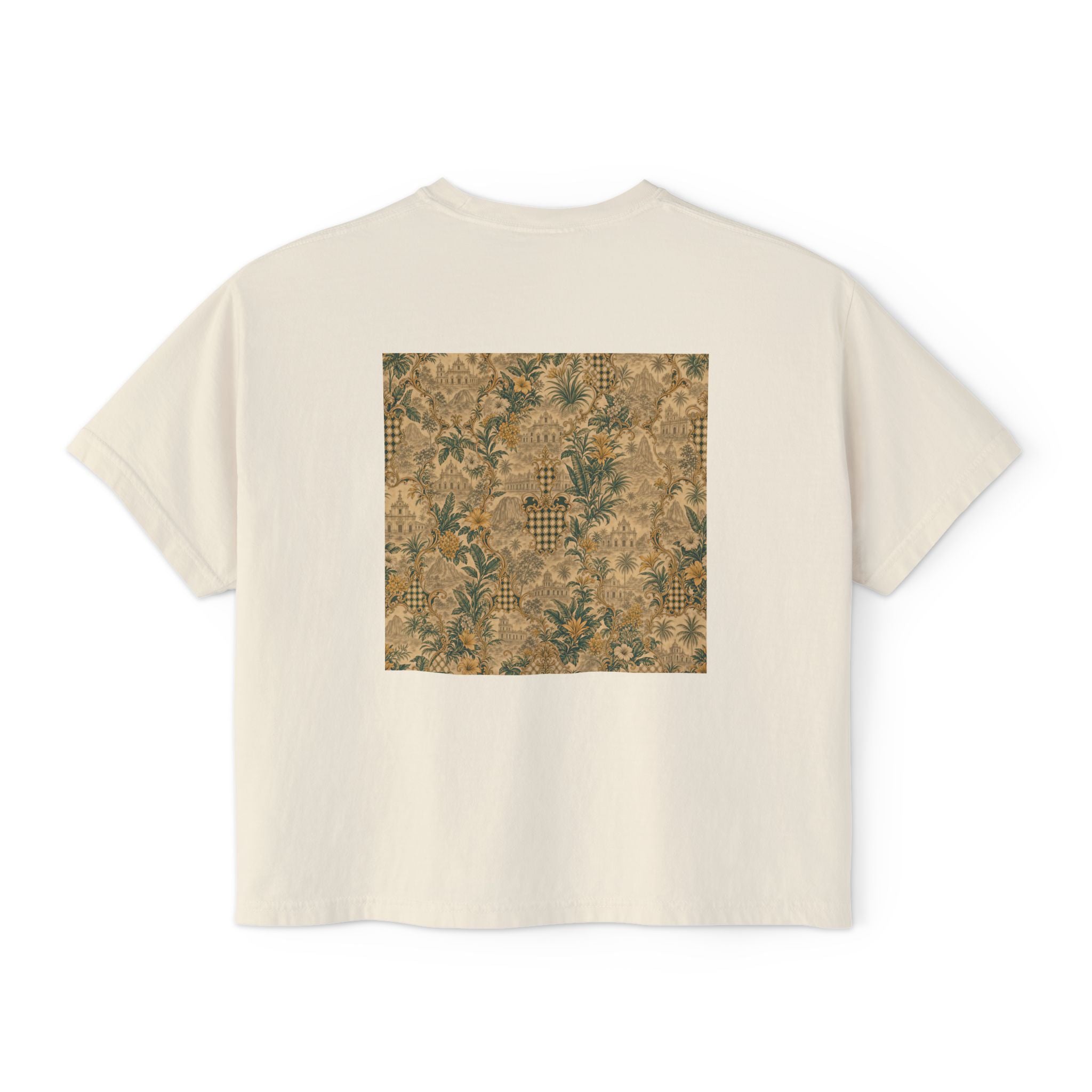 Vintage Soccer Player Boxy Tee – Retro Athletic Floral Graphic
