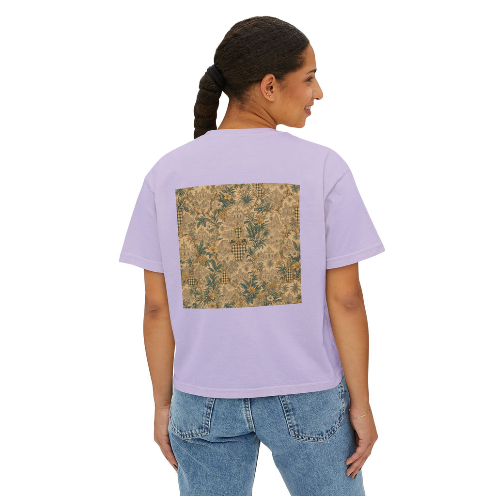 Vintage Soccer Player Boxy Tee – Retro Athletic Floral Graphic