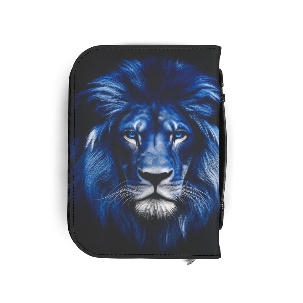 Bible Cover — "Bíblia do Sonhador" Zippered Cover with Blue Neon Arch & Regal Lion Artwork