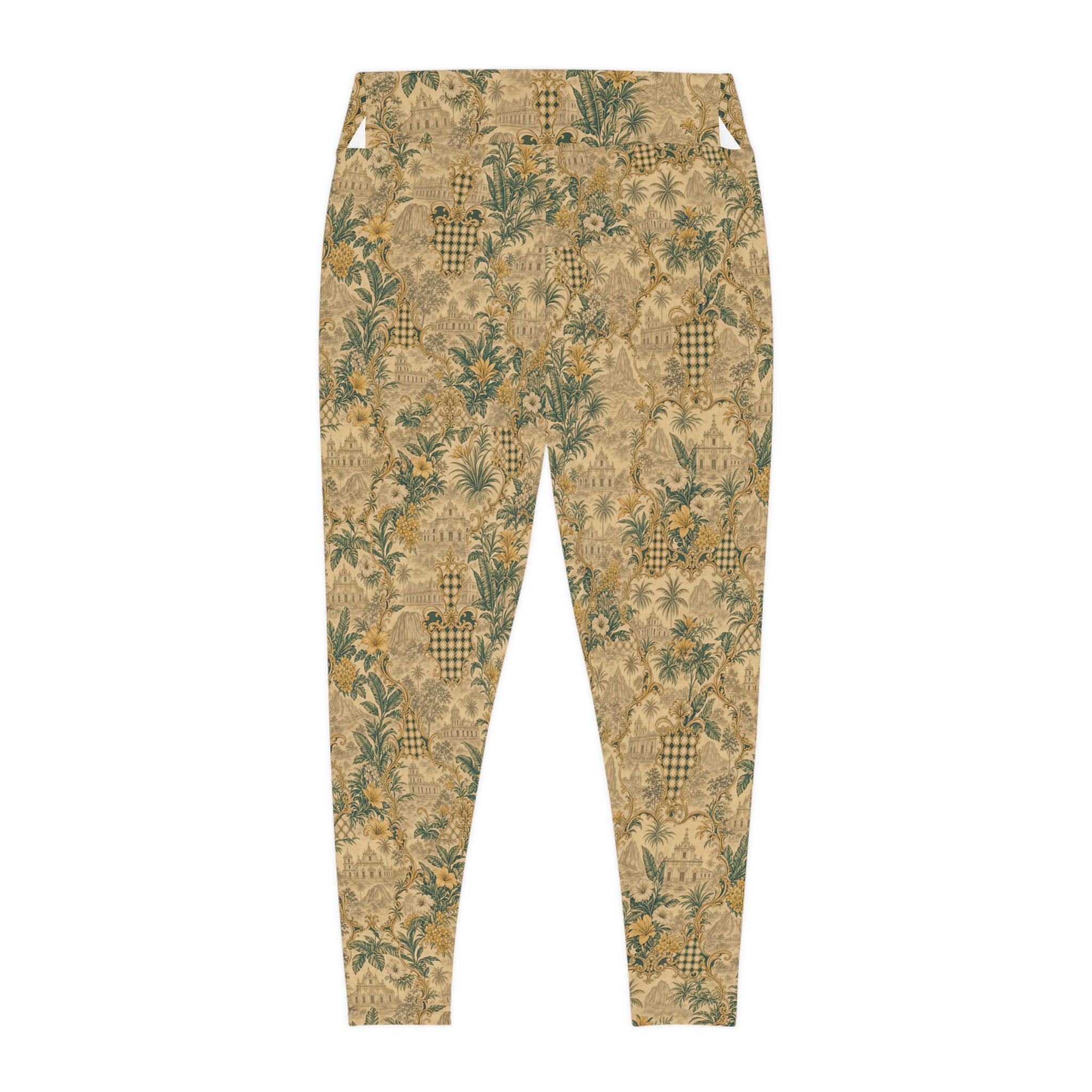 Floral Vintage Print Leggings – Beige Botanical All-Over Print