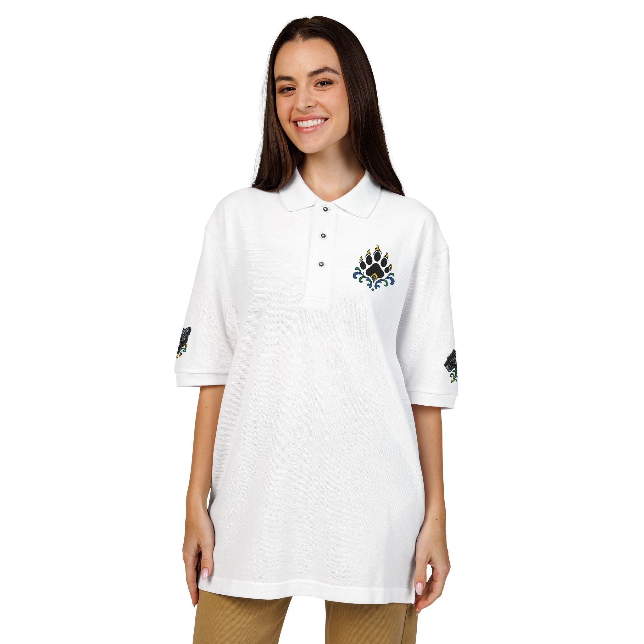 Embroidered Fleur Polo Shirt — Classic Crest Logo Polo