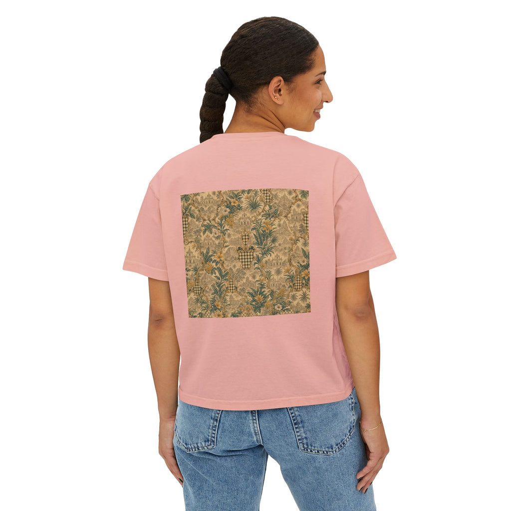Vintage Soccer Player Boxy Tee – Retro Athletic Floral Graphic